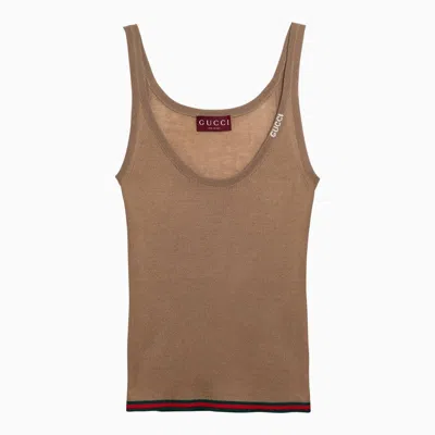 Gucci Camel Cashmere Tank Top Women In Brown