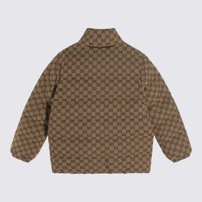 Gucci Kids' Camel Down Jacket In Brown