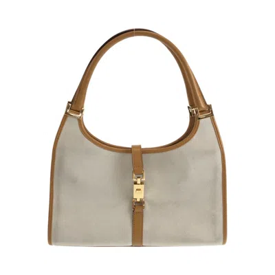 Pre-owned Gucci Camel Gray Suede Leather Shoulder Bag ()