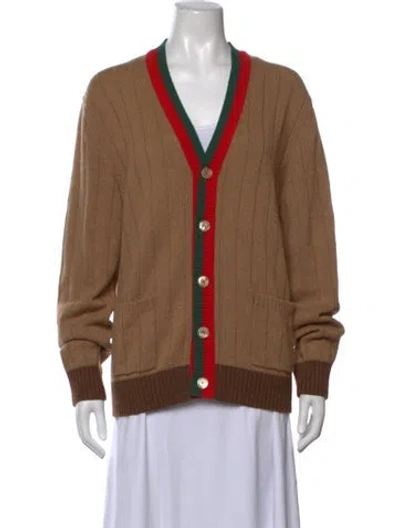 Pre-owned Gucci Camel Hair Colorblock Pattern Sweater In Brown