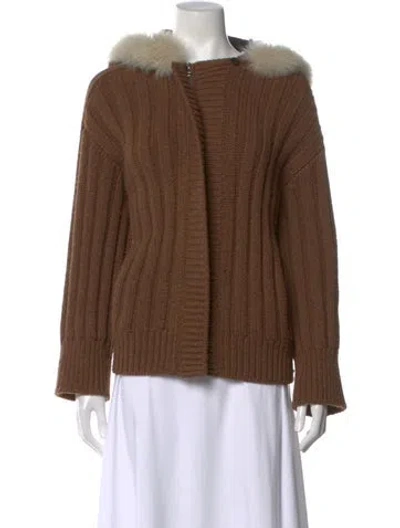 Pre-owned Gucci Camel Hair Striped Sweater In Brown