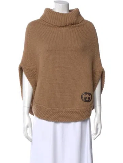 Pre-owned Gucci Camel Hair Turtleneck Sweater In Brown