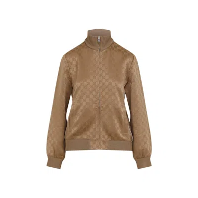 Gucci Camel Jacquard Sweatshirt In Beige