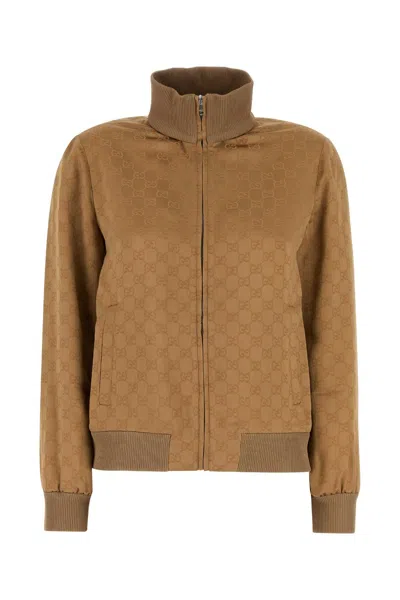 Gucci Gg Jacquard Jacket In Beige