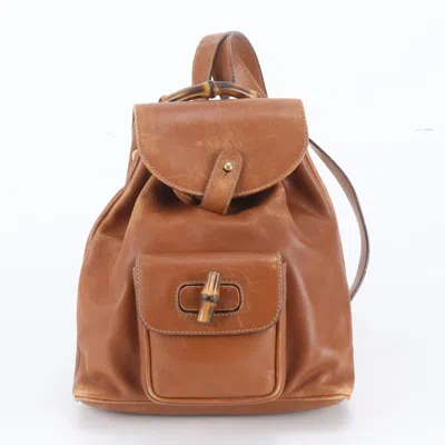 Pre-owned Gucci Camel Leather Backpack Shoulder Bag ()
