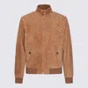 Gucci Brown Jacket With All-over Embossed Gg Motif And Collar With Buttons In Suede Man In Brown