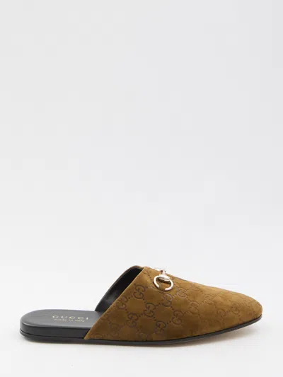 GUCCI GUCCI CAMEL SUEDE SLIPPERS
