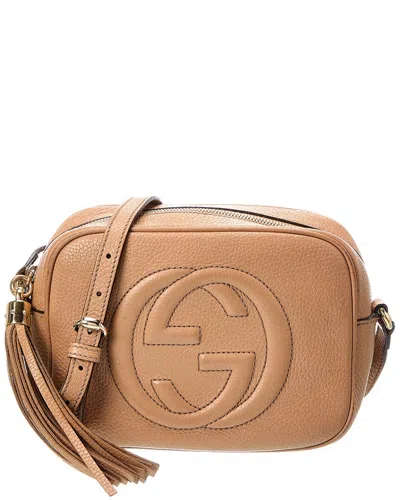 Gucci Camelia Pebbled Calfskin Leather Small Soho Disco Bag (authentic Pre-loved) In Brown