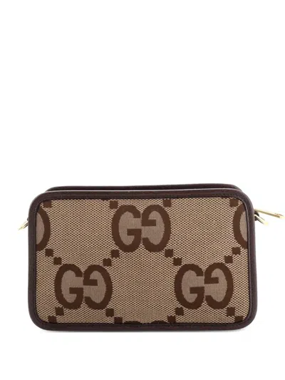 Pre-owned Gucci Camera Bag Jumbo Gg Canvas Mini Crossbody Bag In Brown