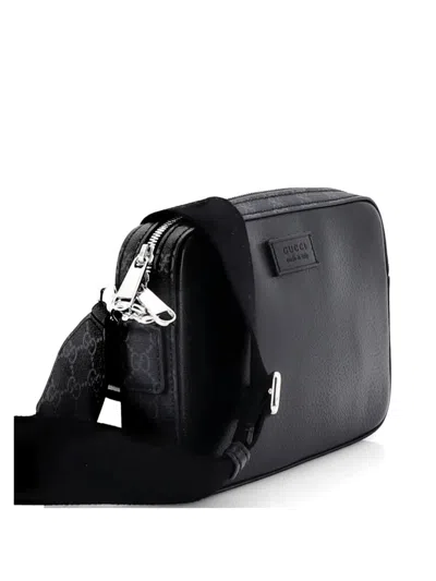 Pre-owned Gucci Camera Bag Leather And Gg Coated Canvas Small Crossbody Bag In Black