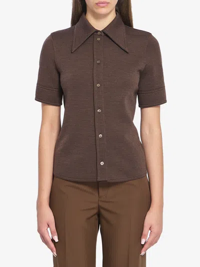 Gucci Camicia In Jersey Di Cotone E Lana In Brown