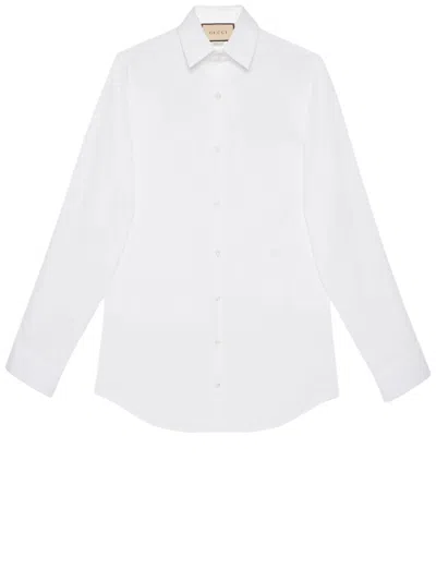 Gucci Stretch Cotton Poplin Shirt In White