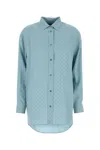 Gucci Womens Aqueous Monogram Relaxed-fit Silk Shirt In Blue