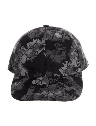 Pre-owned Gucci Camo Gg Canvas Baseball Cap In Grey