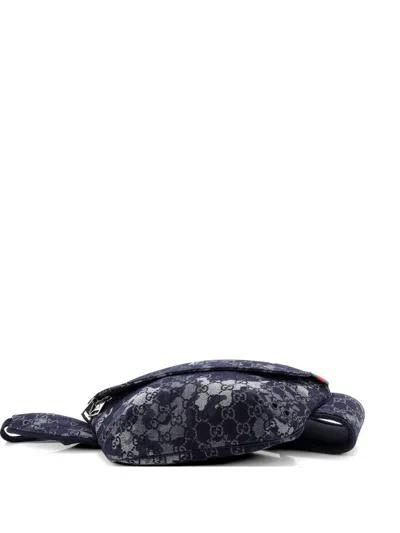 Pre-owned Gucci Camouflage Gg Denim Belt Bag In Blue