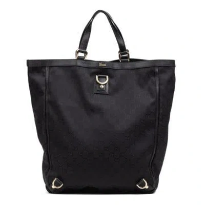 Pre-owned Gucci Canvas Abbey D-ring Vertical Tote In Black