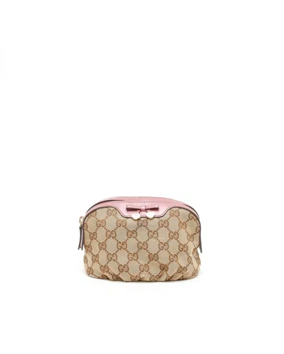 Gucci Canvas And Leather Pouch