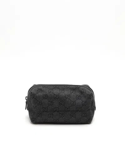 Gucci Canvas And Leather Pouch In Black
