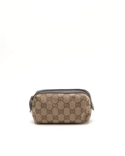 Gucci Canvas And Leather Pouch In Brown