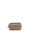 Gucci Canvas And Leather Pouch In Brown
