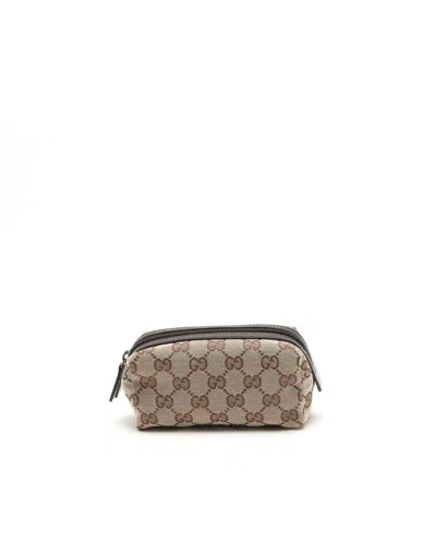 Gucci Canvas And Leather Pouch In Brown