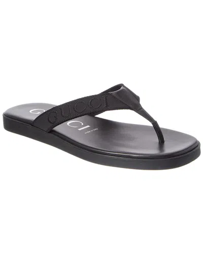 Gucci Canvas & Leather Sandal In Black