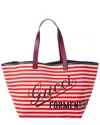 Gucci Canvas & Leather Tote In Red