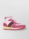 Gucci Nora Web Stripe Suede Sneakers