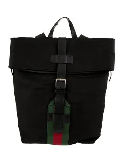 Pre-owned Gucci Canvas Backpack In Black