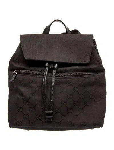 Pre-owned Gucci Canvas Backpack In Black