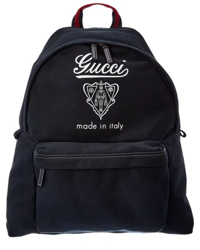 Gucci Canvas Backpack In Black