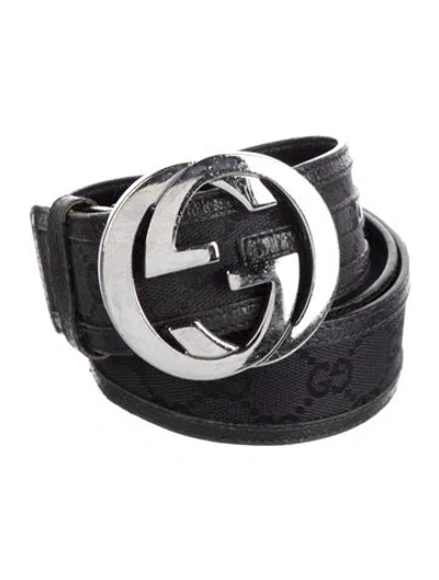 Pre-owned Gucci Canvas Belt In Black