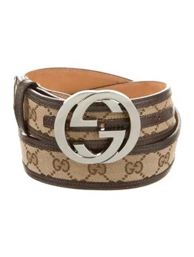 Pre-owned Gucci Canvas Belt In Brown