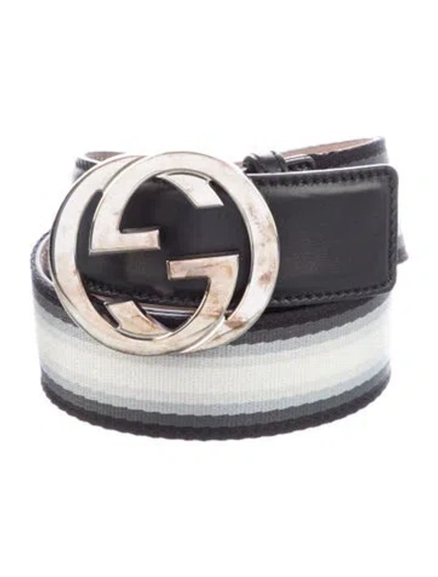 Pre-owned Gucci Canvas Belt In Gray