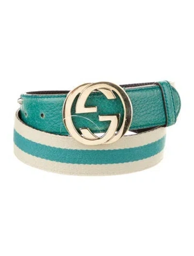 Pre-owned Gucci Canvas Belt In Green
