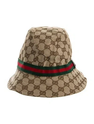 Pre-owned Gucci Canvas Bucket Hat In Brown
