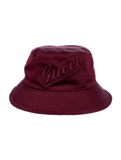 Pre-owned Gucci Canvas Bucket Hat In Burgundy