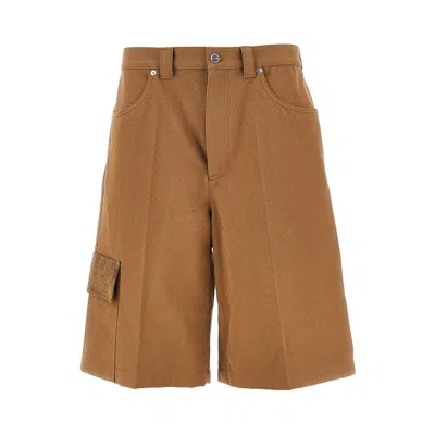 Gucci Canvas Cargo Shorts With Corduroy Details In Brown