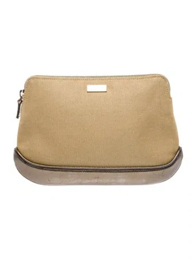 Pre-owned Gucci Canvas Clutch In Neutral