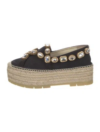 Pre-owned Gucci Canvas Colorblock Pattern Espadrilles In Black