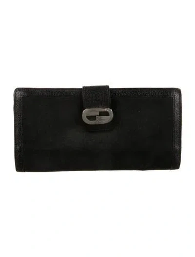 Pre-owned Gucci Canvas Continental Wallet In Black