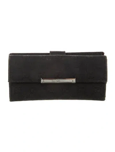 Pre-owned Gucci Canvas Continental Wallet In Black