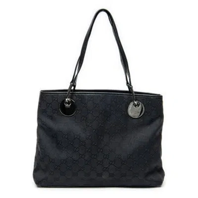 Pre-owned Gucci Canvas Eclipse Horizontal Tote In Black