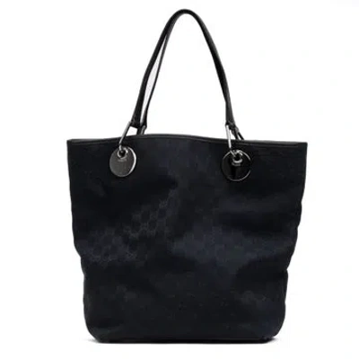 Pre-owned Gucci Canvas Eclipse Tall Tote In Black