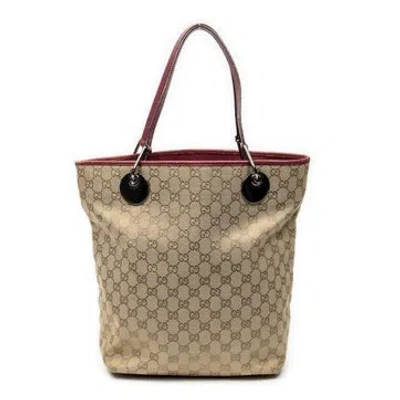 Pre-owned Gucci Canvas Eclipse Tall Tote In Neutral