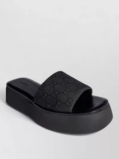 Gucci 45mm North Gg Monogram Canvas Platform Sandals In Black