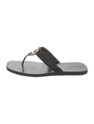 Pre-owned Gucci Canvas Flip Flops In Black