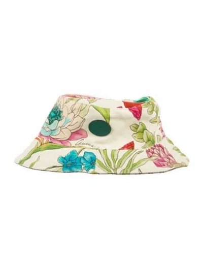 Pre-owned Gucci Canvas Floral Bucket Hat In Green