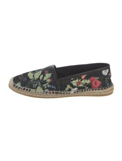 Pre-owned Gucci Canvas Floral Print Espadrilles In Black