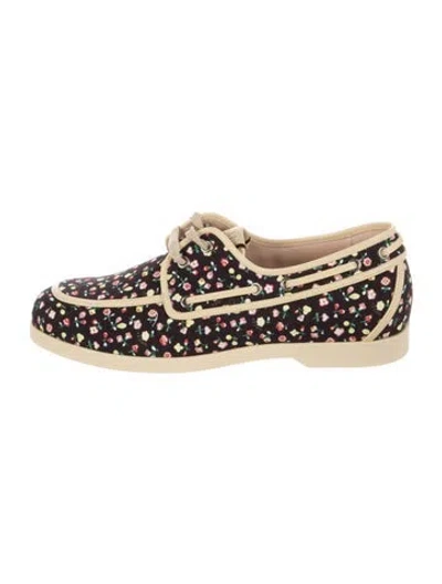 Pre-owned Gucci Canvas Floral Print Loafers W/ Tags In Black